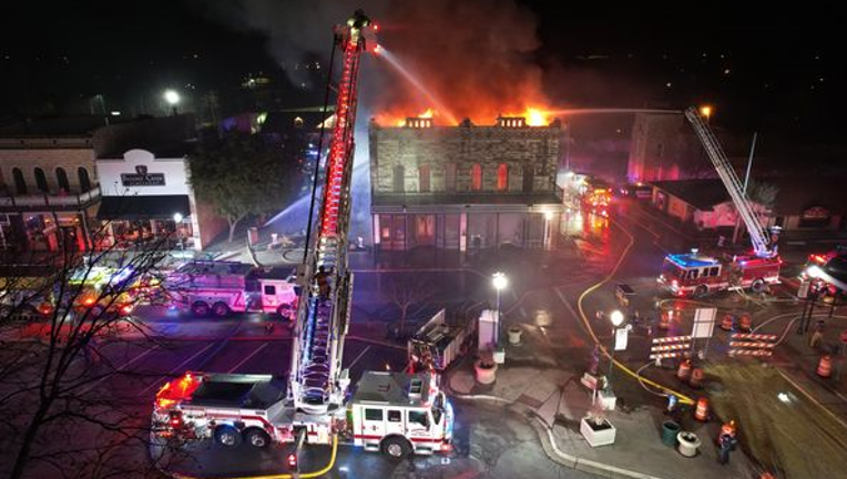 Nutt House was engulfed in flames, just as its renovations were nearing completion. (Courtesy of North Hood County VFD)