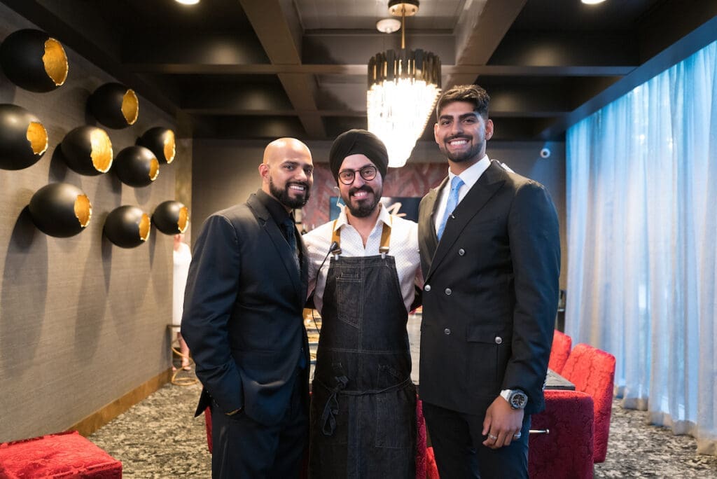 Surpreet Singh, Jassi Bindra, and Preetpaul Singh are the culinary team behind Amrina, crafting a Thanksgiving feast that blends tradition with innovation. (Photo courtesy Amrina)