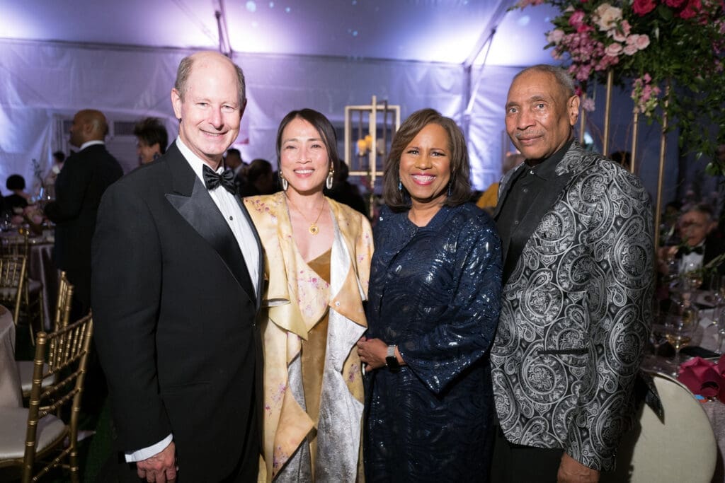 Eddie Allen & Chinhui Juhn, Melanie Lawson & John Guess at Asia Society Texas’ Tiger Ball.  (Photo by Daniel Ortiz)