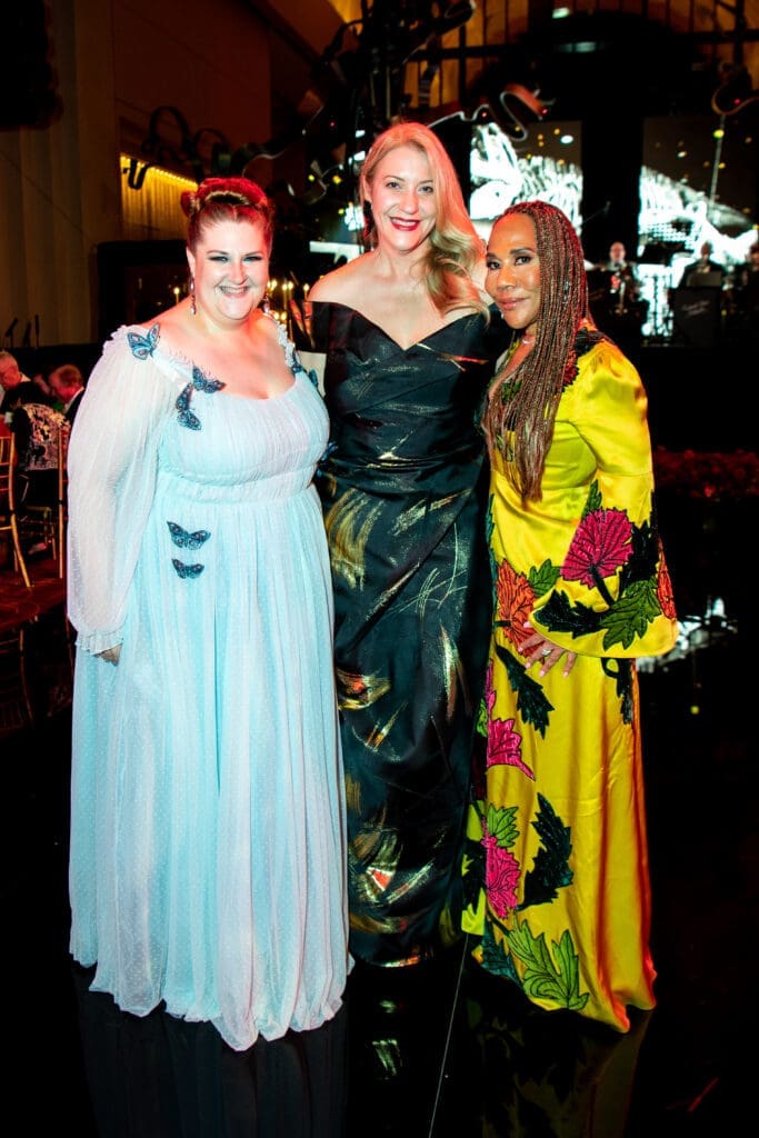 Tamara Wilson, Elizabeth Husseini, Myrtle Jones at the Houston Grand Opera Ball (Photo by Michelle Watson/CatchLight Group)
