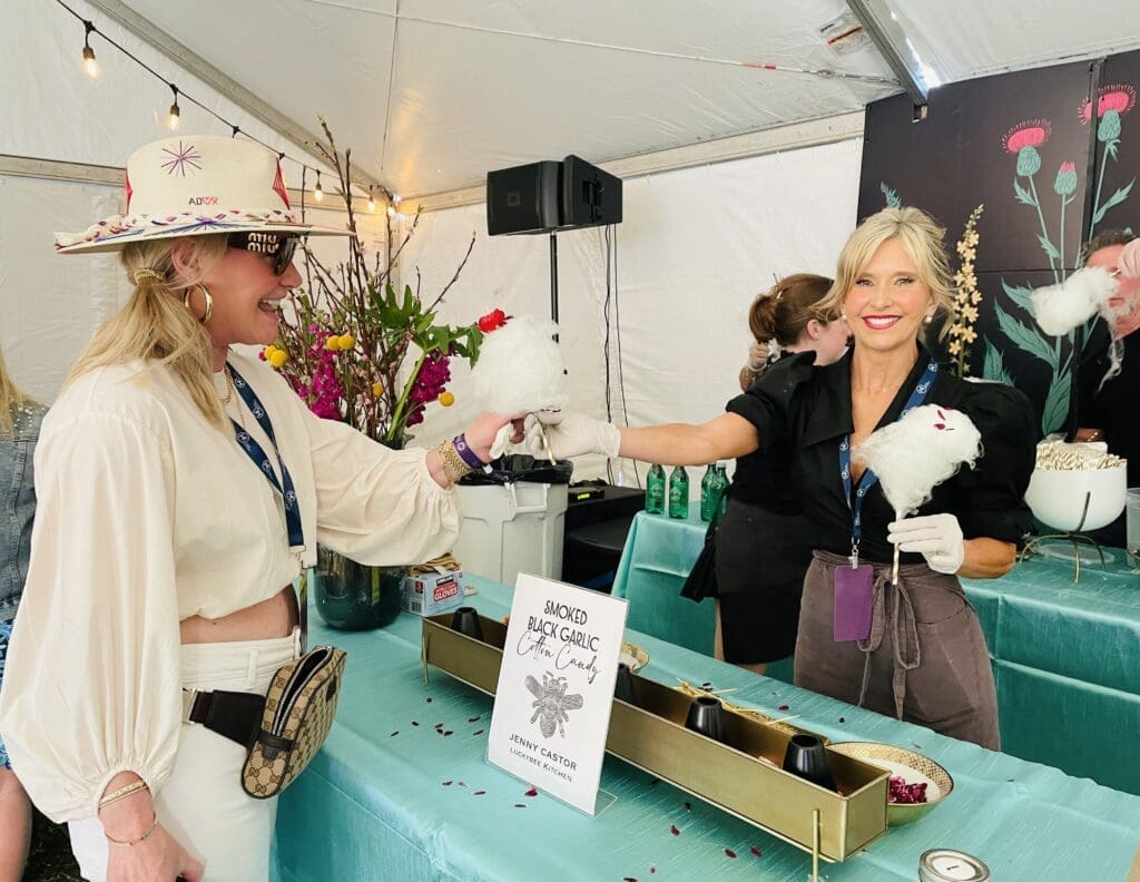 Jenny Castor serves up smoked black garlic cotton candy. Really! (Photo by Courtney Dabney)
