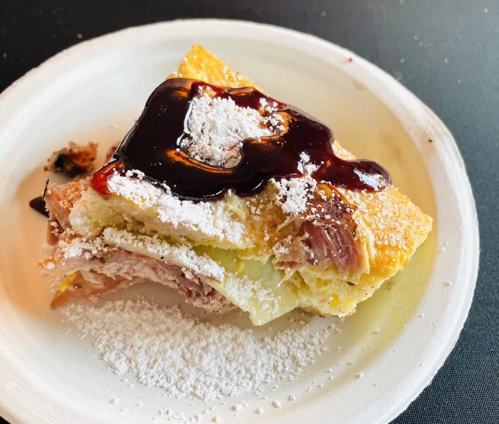 Yellow Rose Barbecue made a statement with its porkstrami Monte Cristo sandwich. (Photo by Courtney Dabney)