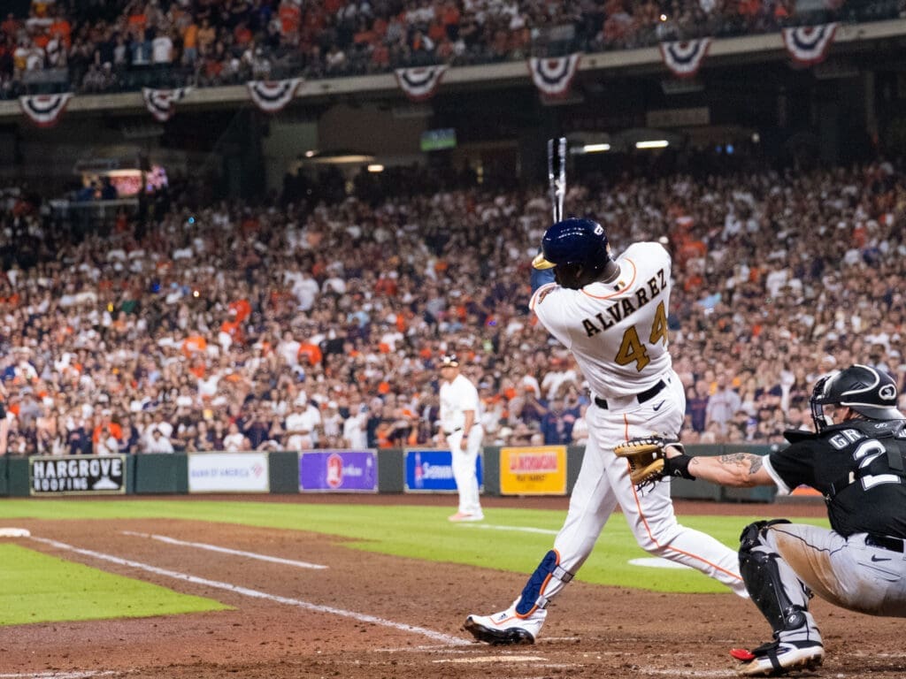 Yordan Alvarez always brings the power for the Houston Astros. (Photo by F. Carter Smith)