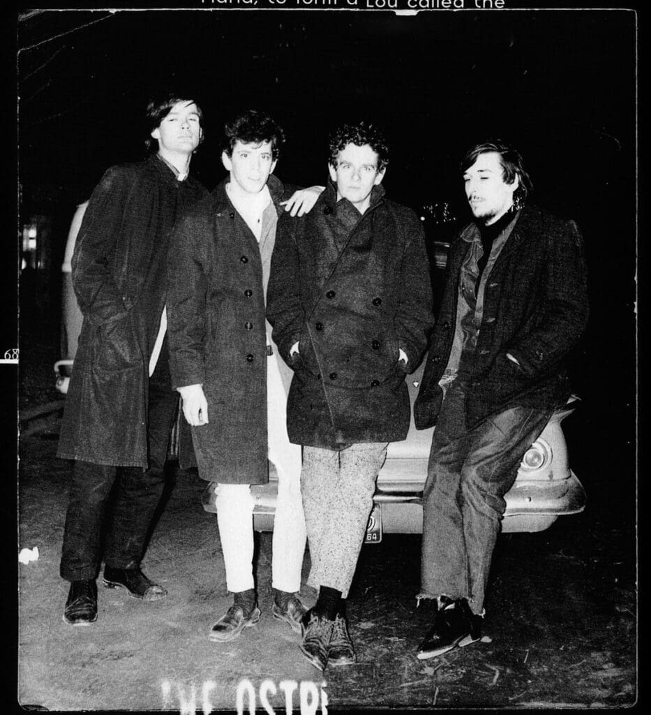 The Primitives were an early incarnation of Velvet Underground. Left to Right: Tony Conrad, Lou Reed, Walter De Maria, and John Cale, circa 1965. (Courtesy Anthology Film Archives)