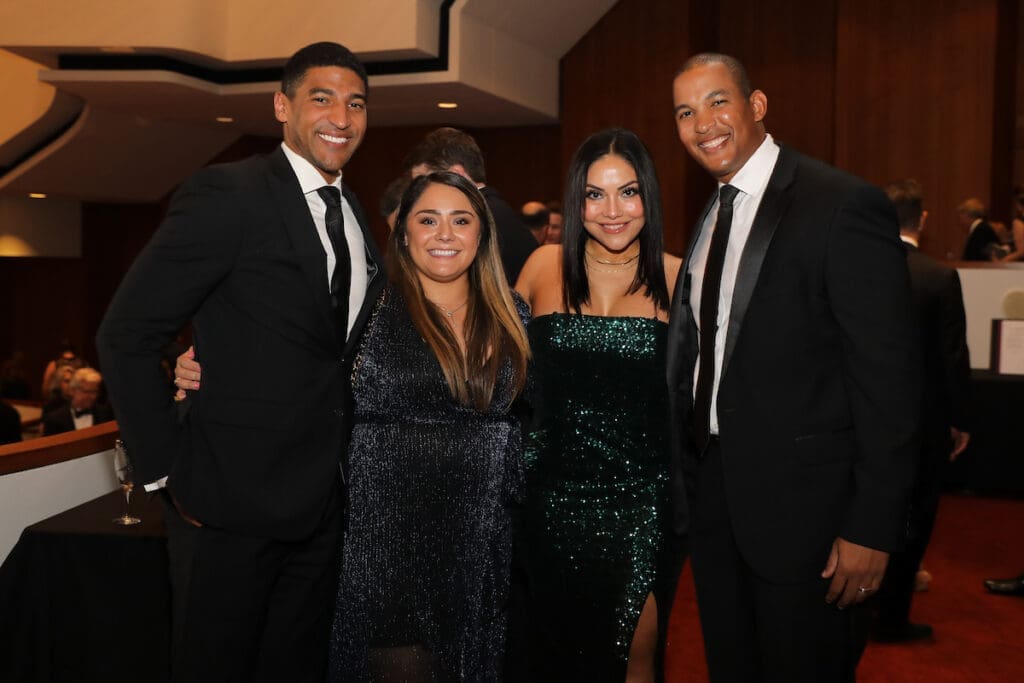 Darrell & Kim Ward, Chloe and Andrew Gilmore at the Houston Symphony Wine Dinner & Collector's Auction (Photo by Priscilla Dickson)