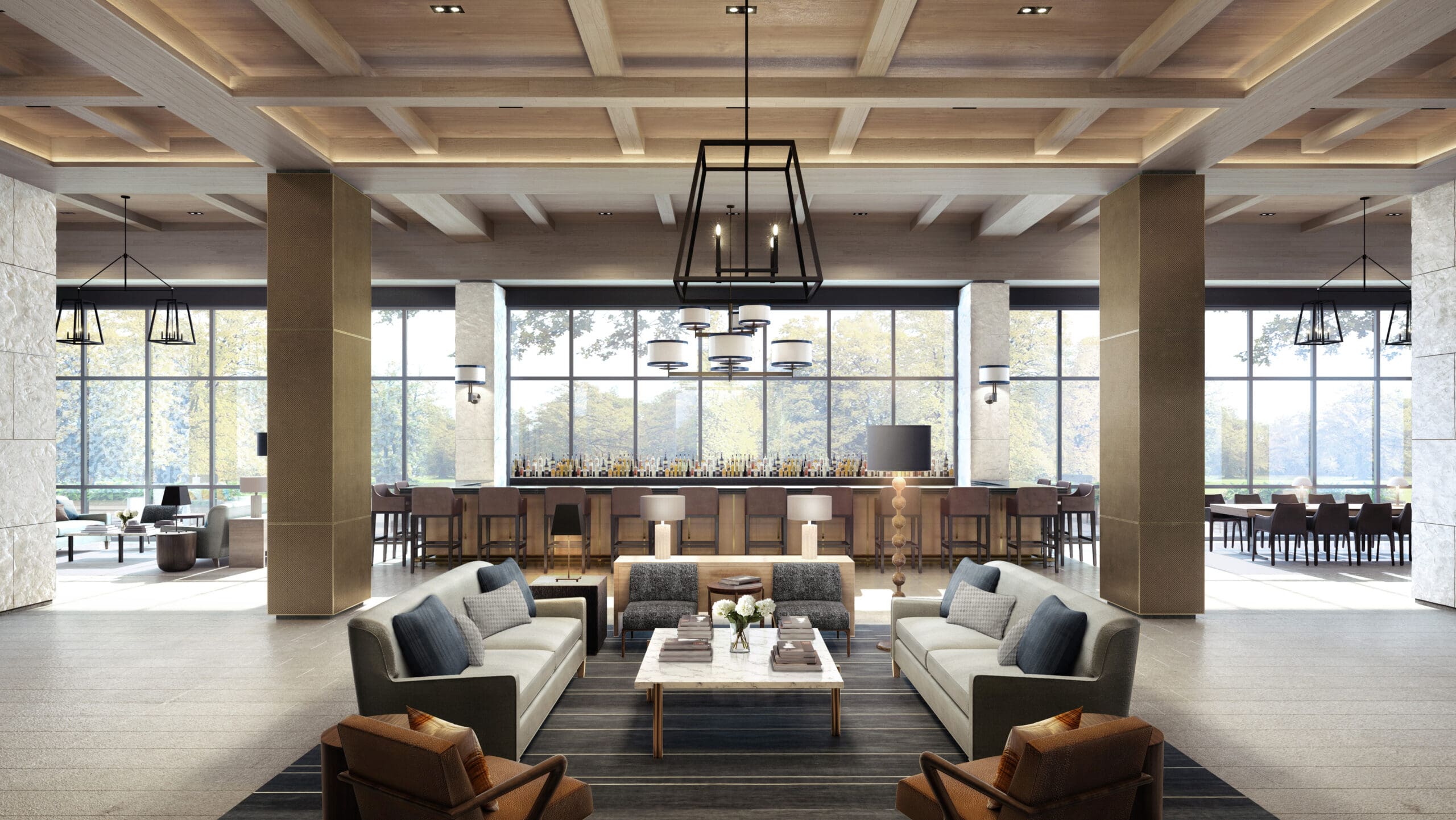 The lobby bar at the Omni PGA Frisco Resort.
