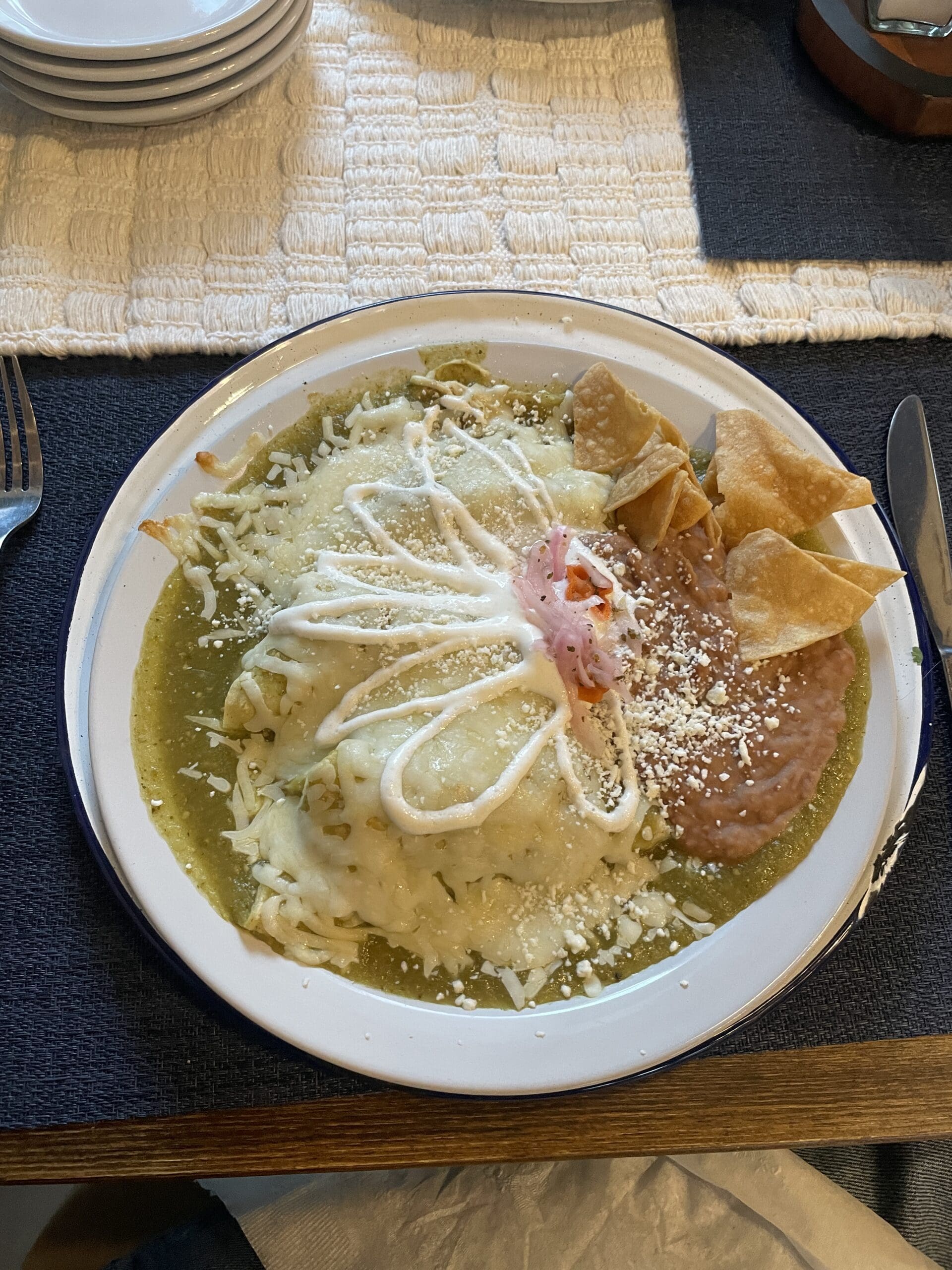 The enchilades verdes is a "staple" at Mexican Mom and is available daily, while other dishes rotate in depending on seasonal ingredients