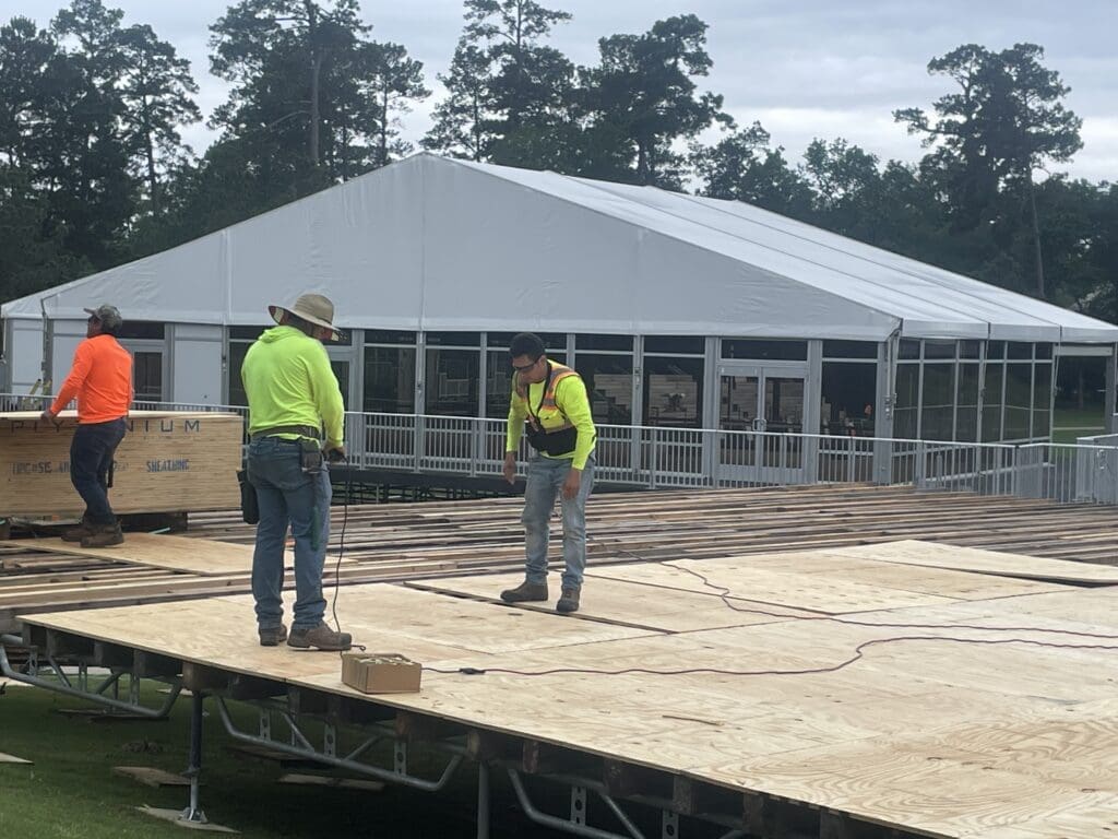 Tents are already appearing on the course as workers look to get the course ready to host The Chevron LPGA Championship.