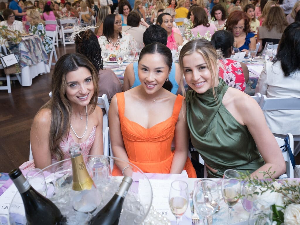 Iris Shaftel, Jasmine Nguyen, Reagan Bregman at the River Oaks Country Club tennis tournament luncheon. (Photo by Daniel Ortiz)