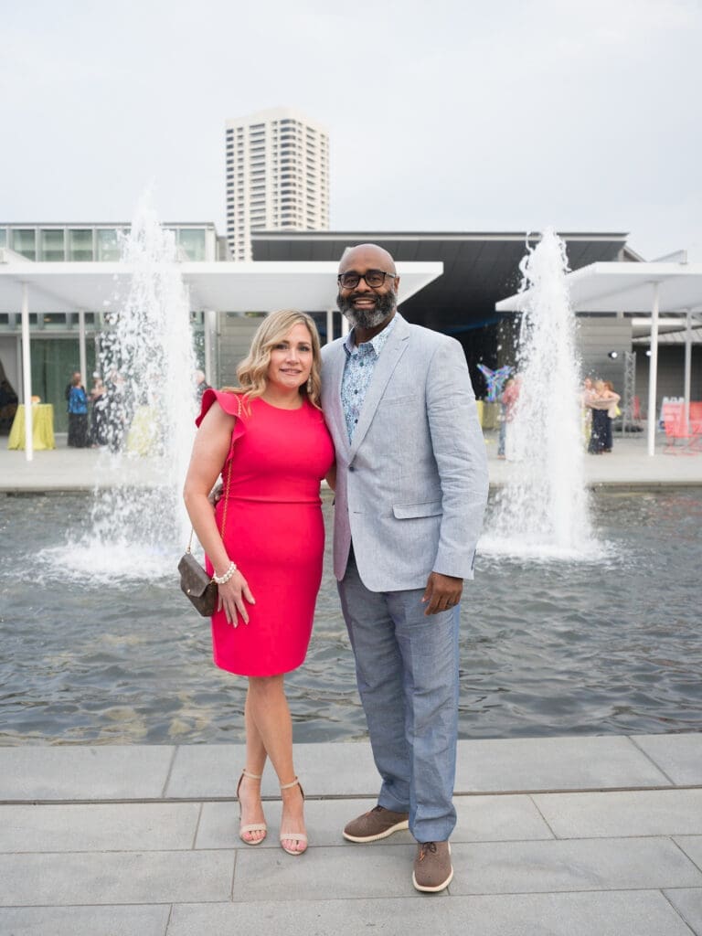 Jessica & Brandon Columbus at Memorial Hermann Foundation's Good Vibrations gala at Hermann Park Centennial Gardens. (Photo by Daniel Ortiz)