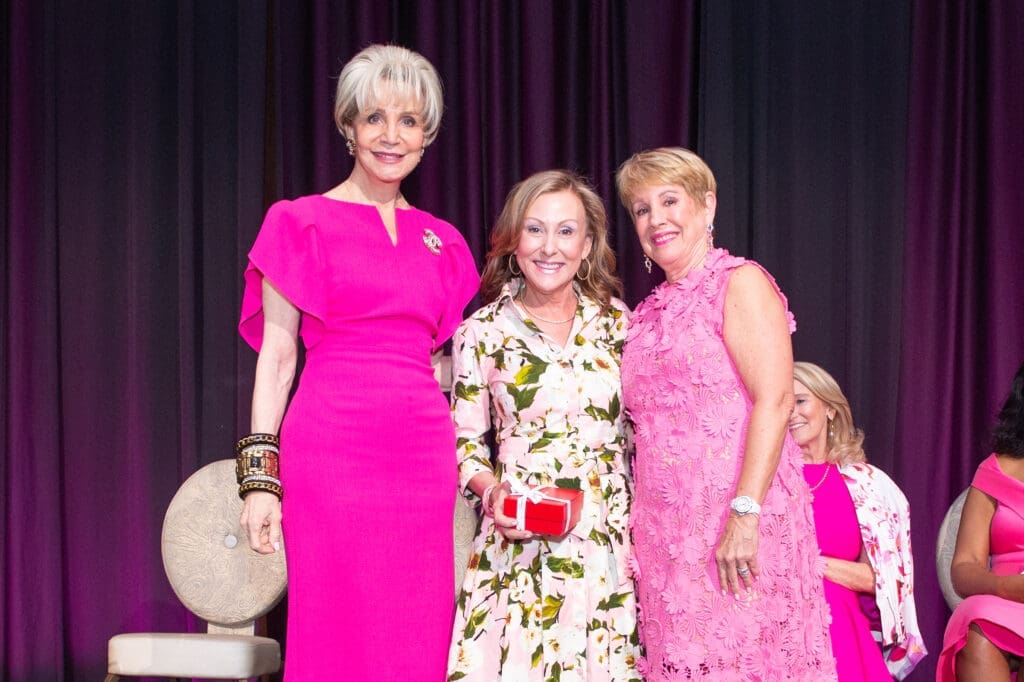 Leisa Holland Bowman, Rosanne Oelfke, Donna Lewis at the American Cancer Society Tickled Pink luncheon (Photo by Jacob Power)