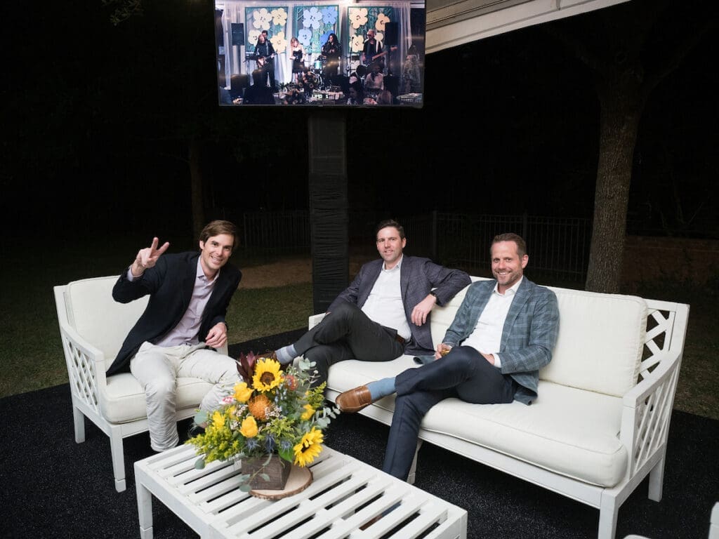 Oliver Tuckerman, Daniel Arnoldy, Greg Highberger at the Trees for Houston 'Root Ball' (Photo by Daniel Ortiz)