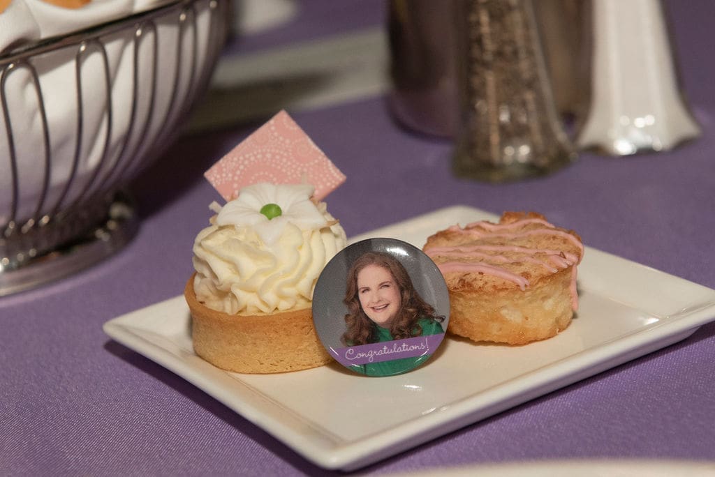 A Paige McDaniel button (Photo by Tamytha Cameron, Celeste Cass)
