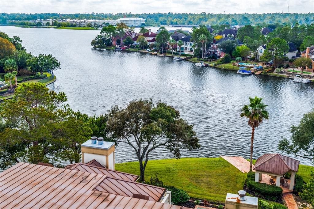 Stunning views are part of the package 10 West Isle Place, one of The Woodlands' waterfront homes.