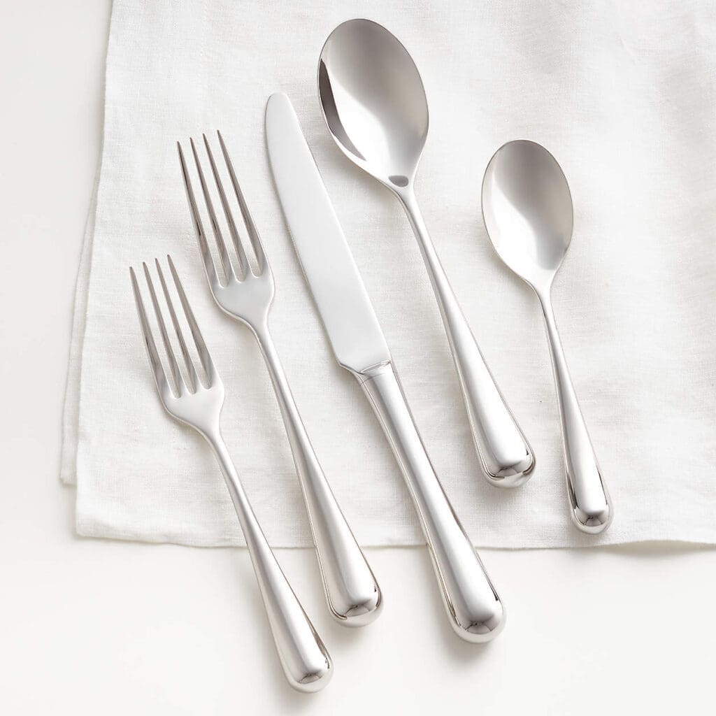 Caesna Air Silver Metallic Flatware is a Crate & Barrel exclusive.