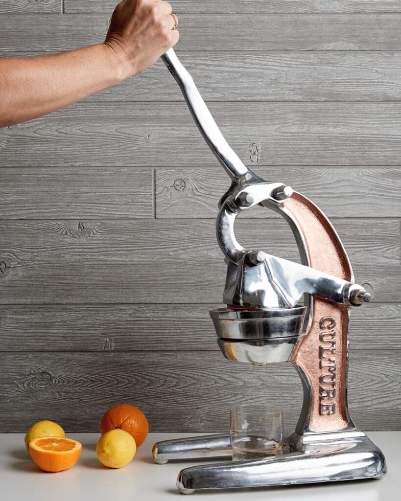 The Verve Culture manual juicer deserves countertop space with its stylish design. 
