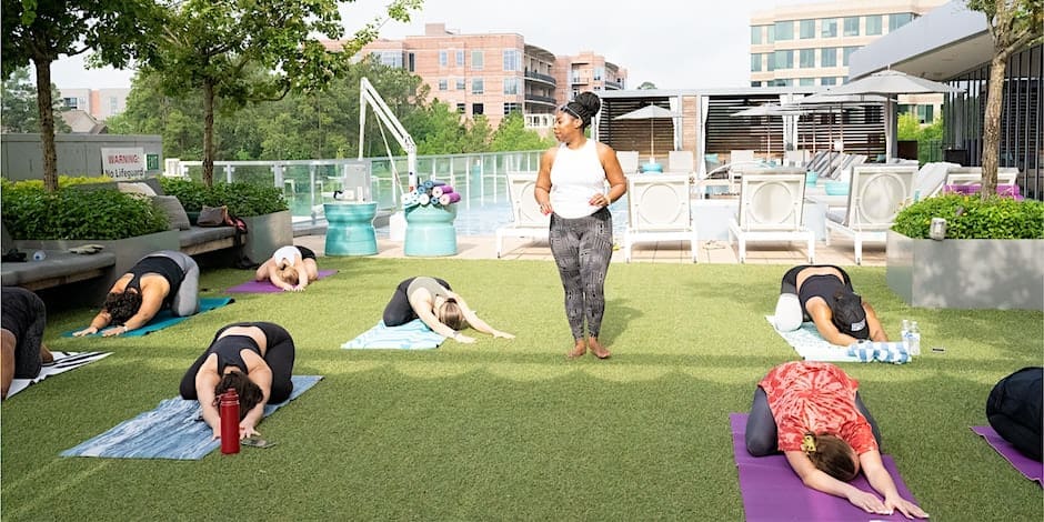 Rooftop yoga at The Westin 