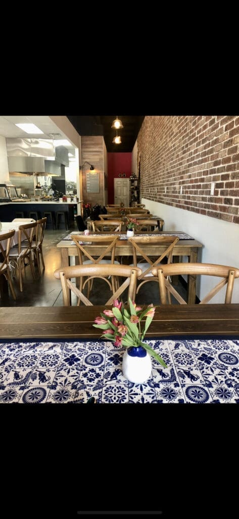 With an open kitchen visible from all tables, diners can watch their food being prepared at Mexican Mom.
