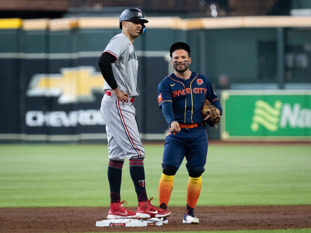 Carlos Correa and Jose Altuve are having very different seasons. And Altuve's greatness for the Houston Astros is unmistakable. (Photo by F. Carter Smith)