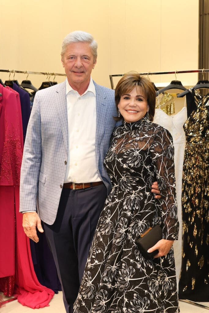 Bobby Dees, Hallie Vanderhider at the PaperCity Philanthropy in Fashion Best Dressed announcement party at Neiman Marcus. (Photo by Priscilla Dickson)