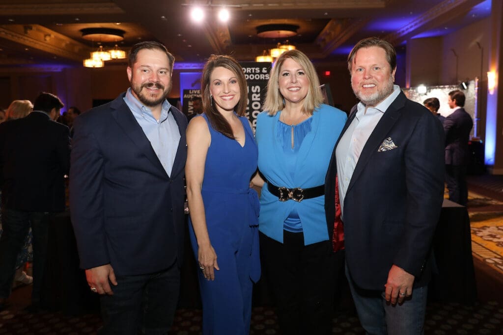 Brian & Kristen Turpen, Jennifer & Kasey Kilgore at the Child Advocates dinner.  (Photo by Priscilla Dickson)
