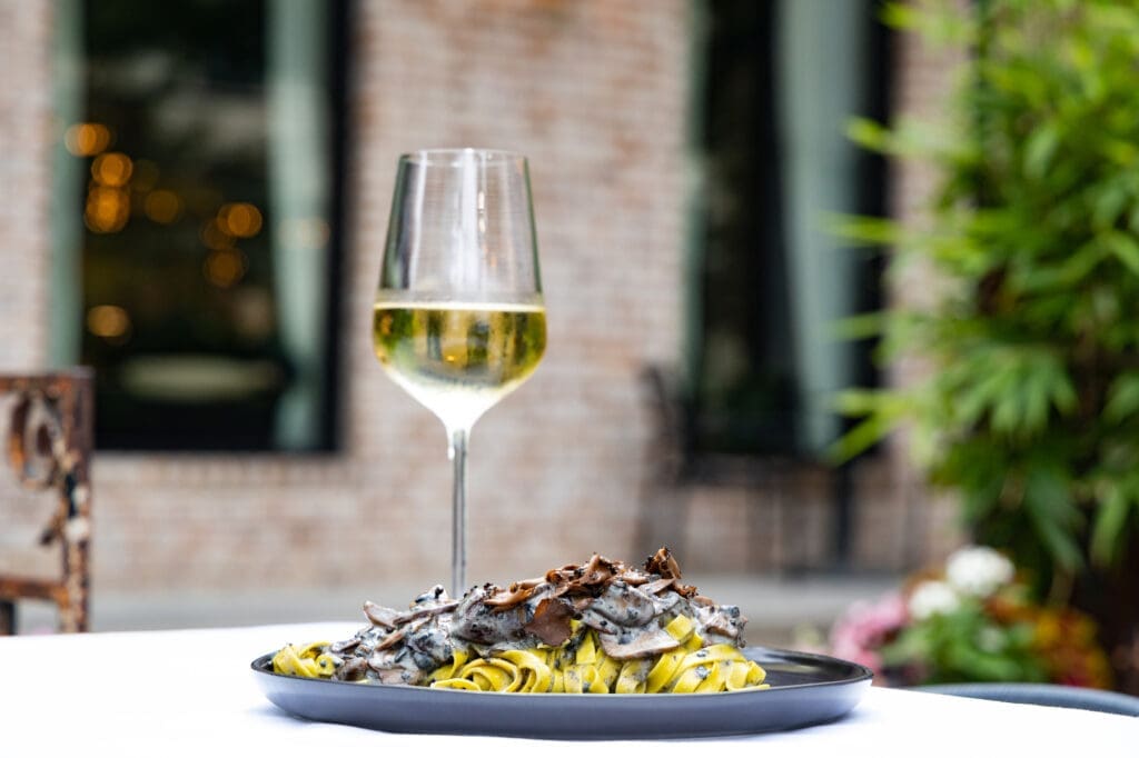 Truffle season brings tagliatelle tossed with wild mushrooms and a shaving of said truffle ($27). (Photo by Bear Media Co.)