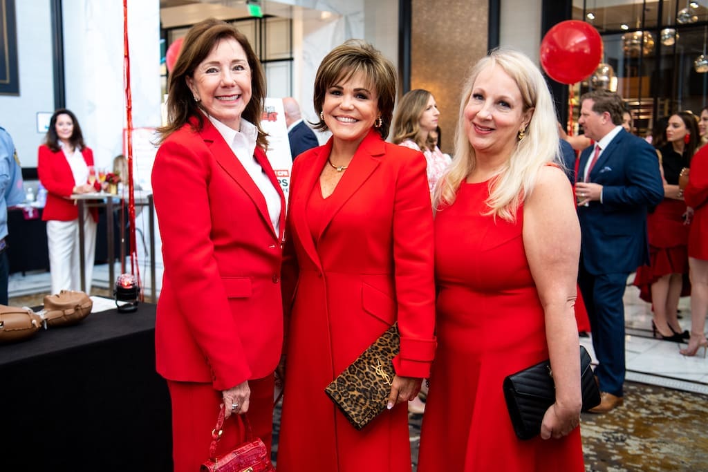 Elizabeth Stein, Hallie Vanderhider, Cissy Abel at the American Heart Association Go Red for Women Luncheon featuring gospel-pop singer Amy Grant