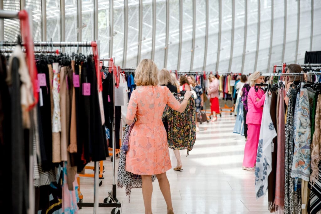 Shopping at the "Chic Boutique." 