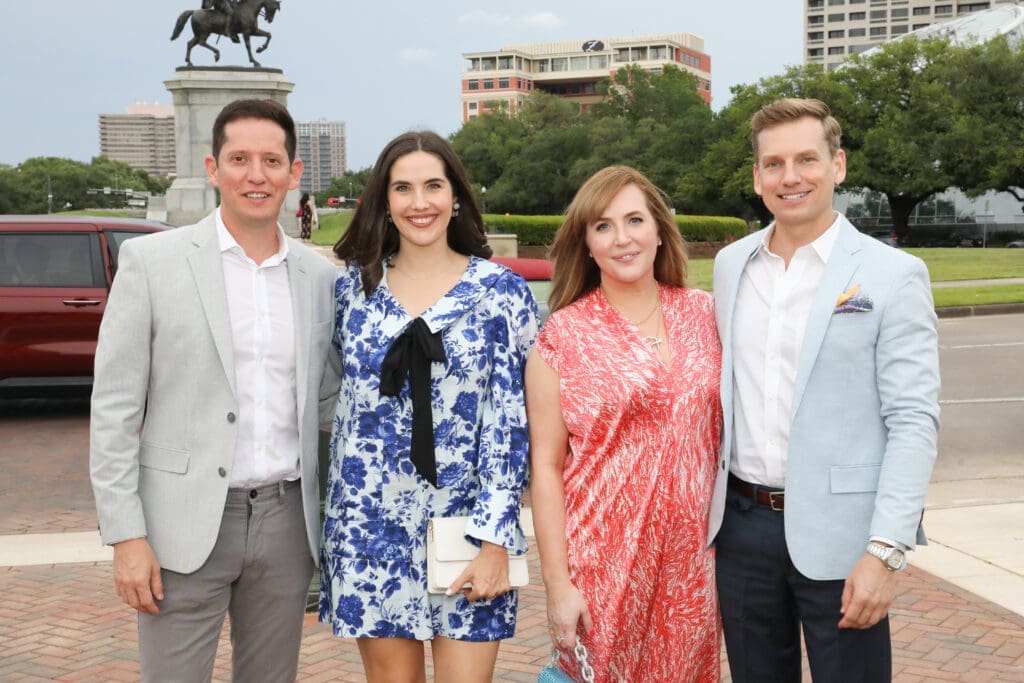 Fidel Garza, Catherine O'Connell, Mary Patton, Kyle Dutton at the Hermann Park Conservancy's Evening in the Park. (Photo by Priscilla Dickson)