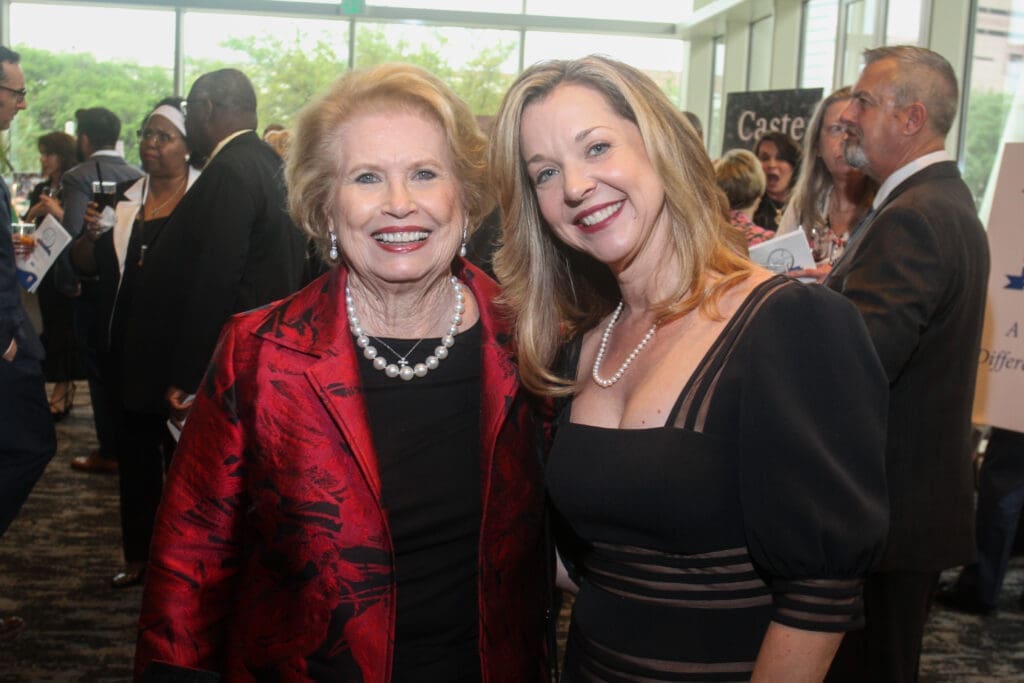 Ginger Blanton, Julie Baker Finck at the Barbara Bush Houston Literacy Foundation’s A Celebration of Reading, at the Hobby Center for the Performing Arts. (Photo by Gary Fountain)