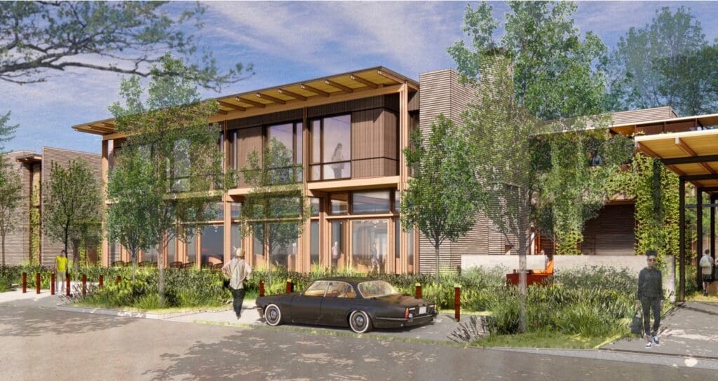Bunkhouse Hotels' Hotel Saint Augustine, designed by Lake/Flato, promises to change the way Houstonians look at hotels. (Rendering courtesy of Lake/Flato Architects, Ten Eyck Landscape Architects)