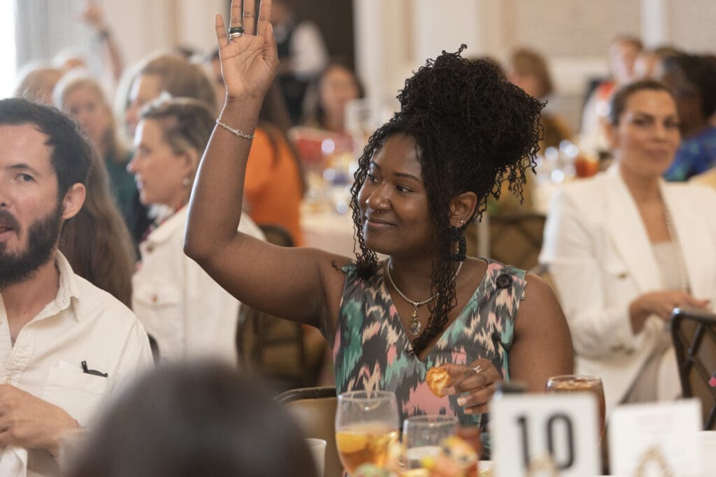 Craft Center resident artist Lakea Shepard at Houston Center for Contemporary Craft Spring Luncheon. (Photo by Jenny Antill Clifton)