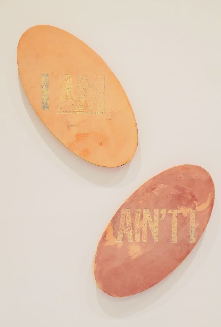 Lovie Olivia's "I AM" and "AIN'T I," 2023. (Courtesy the artist and Art Is Bond gallery, Houston)