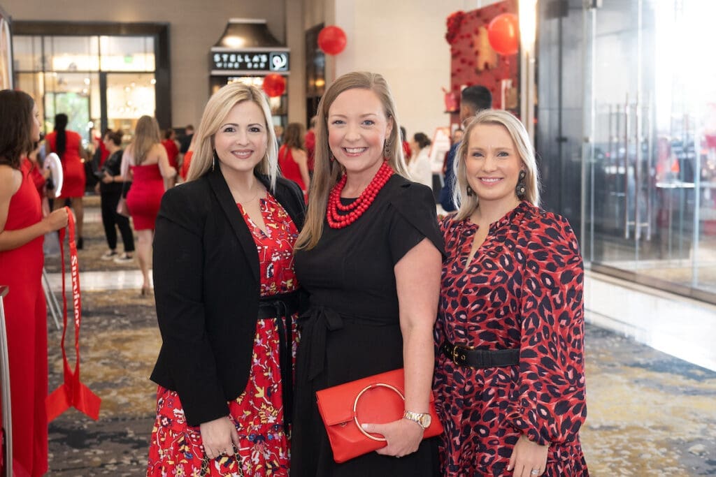 Lynn Forte, Kim Koehn, Cathleen Fishel at the American Heart Association Go Red for Women Luncheon featuring gospel-pop singer Amy Grant