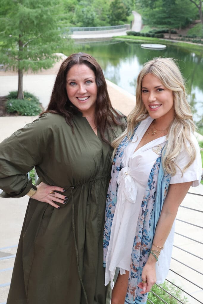 Rachele Goetz,Stephanie Wilcox at the PaperCity Philanthropy in Fashion Best Dressed raffle kick-off