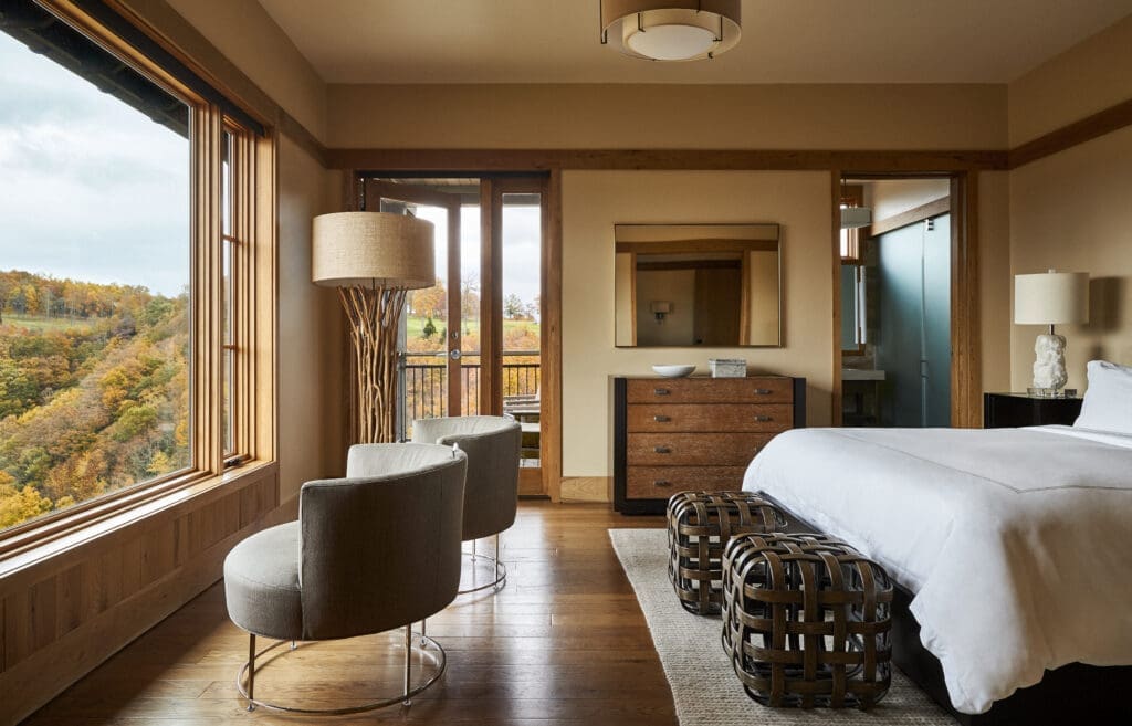 All of the suites, cottages and treehouses at Primland Resort are luxurious and cozy for an ideal mountain retreat.