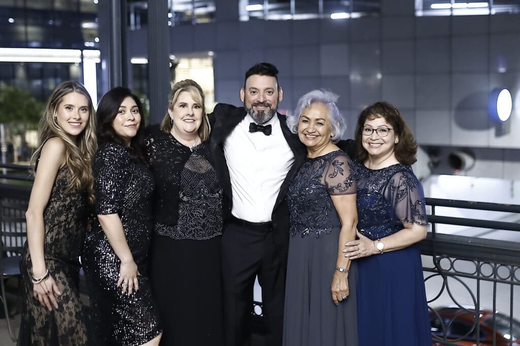 Kelsy Keller, Merisa Montemayor, Paula Keller, Monty Meave, Mary Alice Meave, and Michelle Boyer at the KNOWAutism  10th anniversary gala. (Photo by Quy Tran)