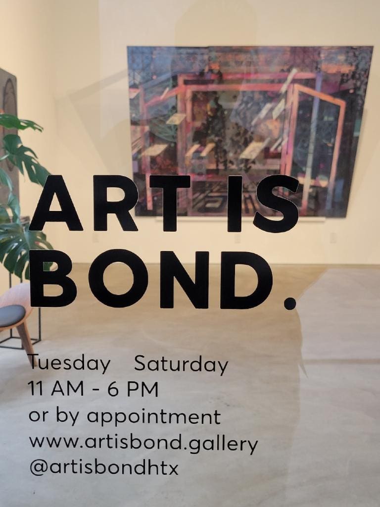 The front door leading to the Art Is Bond gallery, located near Houston's Museum District in the 4411 Montrose Gallery Building. (Courtesy the artist and Art Is Bond gallery, Houston)