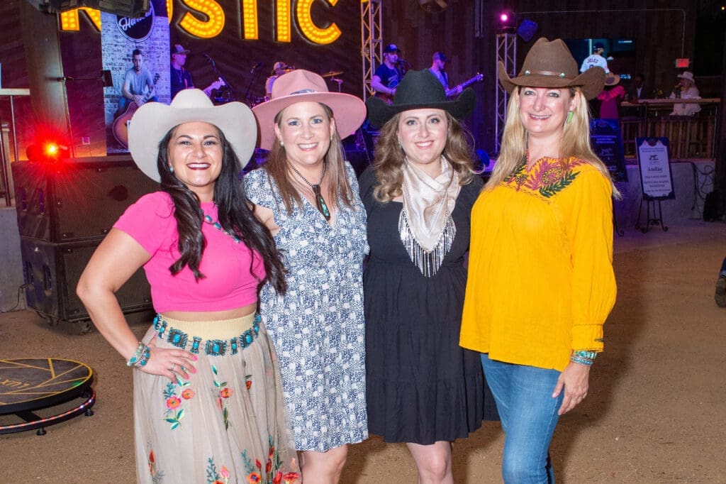 Sarah Golshadi, Tanya Boucher, Melissa Croft, Lindsay Holmes at the Cattle Barons Ball launch at The Rustic. (Photo by Jacob Power)