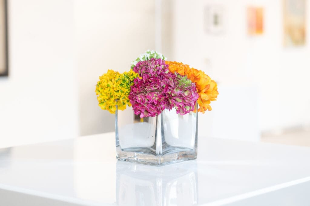 Florals in psychedelic hues part of the decor at the Glassell School of Art 'weird' gala (Photo by Wilson Parish)