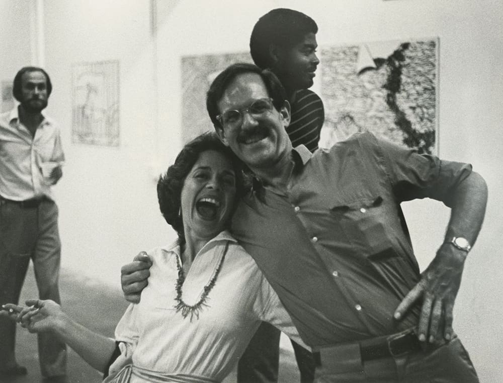 Betty Moody and Clint Willour at an exhibition opening, 1980 (Photo by Frank Martin. Courtesy the collection of Moody Gallery, Houston, Texas)