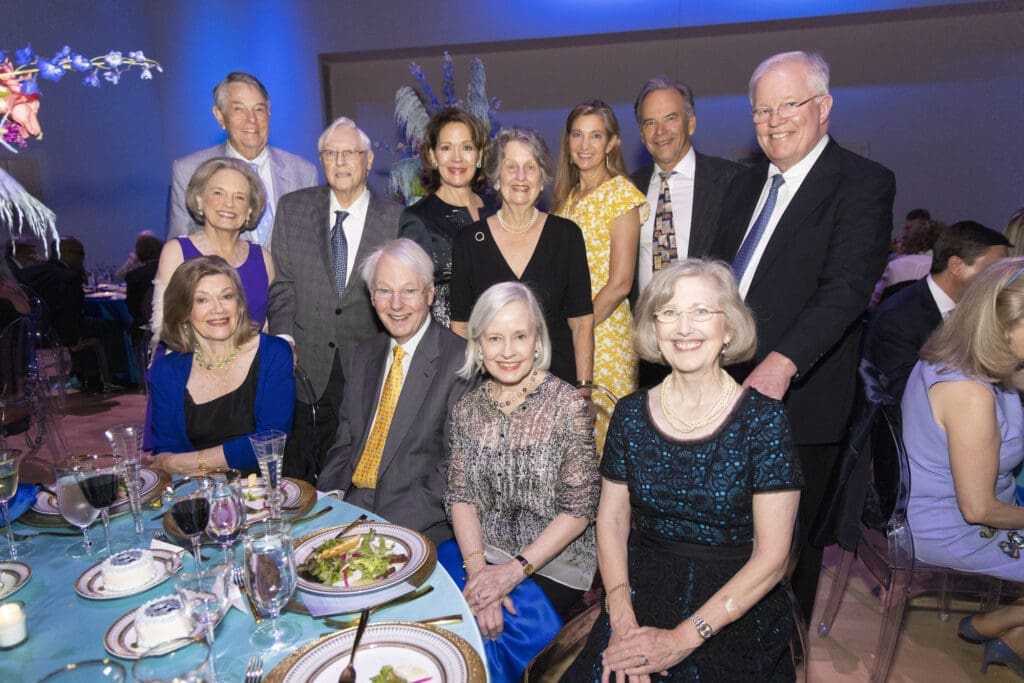 Texas Ballet Theater’s Opening Night Dinner at Bass Hall in Fort Worth, Texas, on May 26, 2023. (Back Row, L to R) Bill Bonnell, Alicia Bonnell, Fred Rabalais, Debbie Reynolds, Dana Freese, Nancy Parker, David Parker, Richard Vigness (Front Row, L to R) Lou Martin, Robert Bass, Anne Bass, Linda Vigness. (Photo by Sharon Ellman)