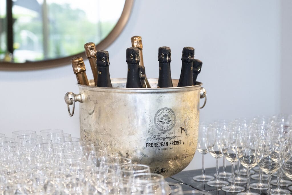 Champagne on ice at the BeDESIGN fête introducing Sorellina Rooftop and Frerejean Frères champagne.