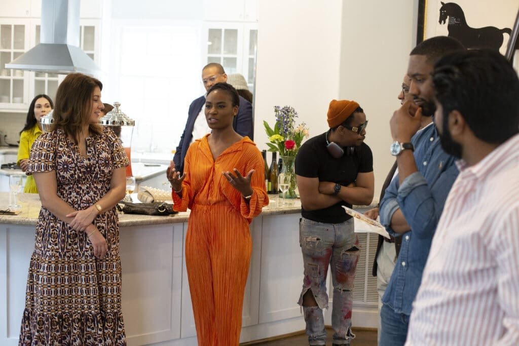 Madyson Chavez, Natalya Milton, Wayne Bell, Barry Barnes, Danté Milton, Alim Adatia at the March Emerging  Collectors Brunch (Photo by Mark Francis)