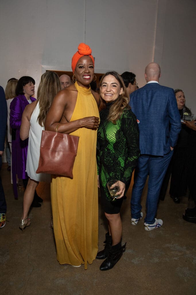 Eureka Gilkey, Melissa McDonnell Luján at the 2023 Glasstire Party & Auction  (Photo by Jenny Antill Clifton)