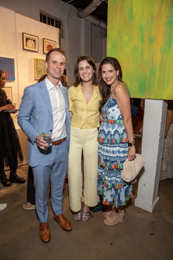 Zach Pallister, Julia Stalcup, Megan Pallister at the 2023 Glasstire Party & Auction (Photo by Jenny Antill Clifton)