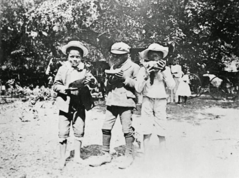 Children attend an Emancipation Day Junteenth celebration at Eastwoods Park in Austin, Texas on June 19th, 1900. (Photo by Grace Murray Stephenson. Courtesy Austin History Center.) 
