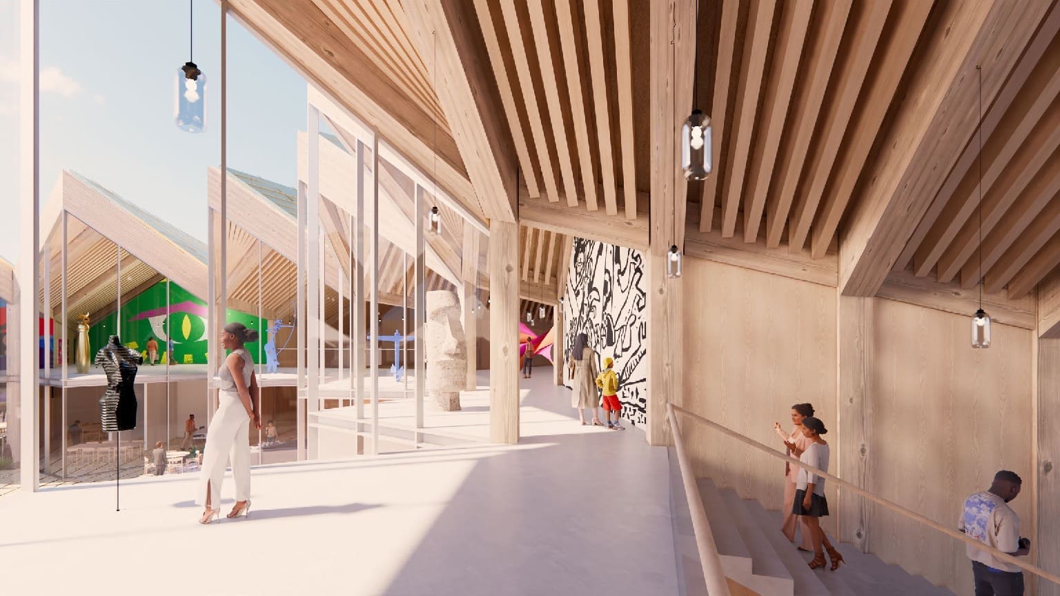 Mezzanine level galleries will overlook the inner courtyard at the National Juneteenth Museum.