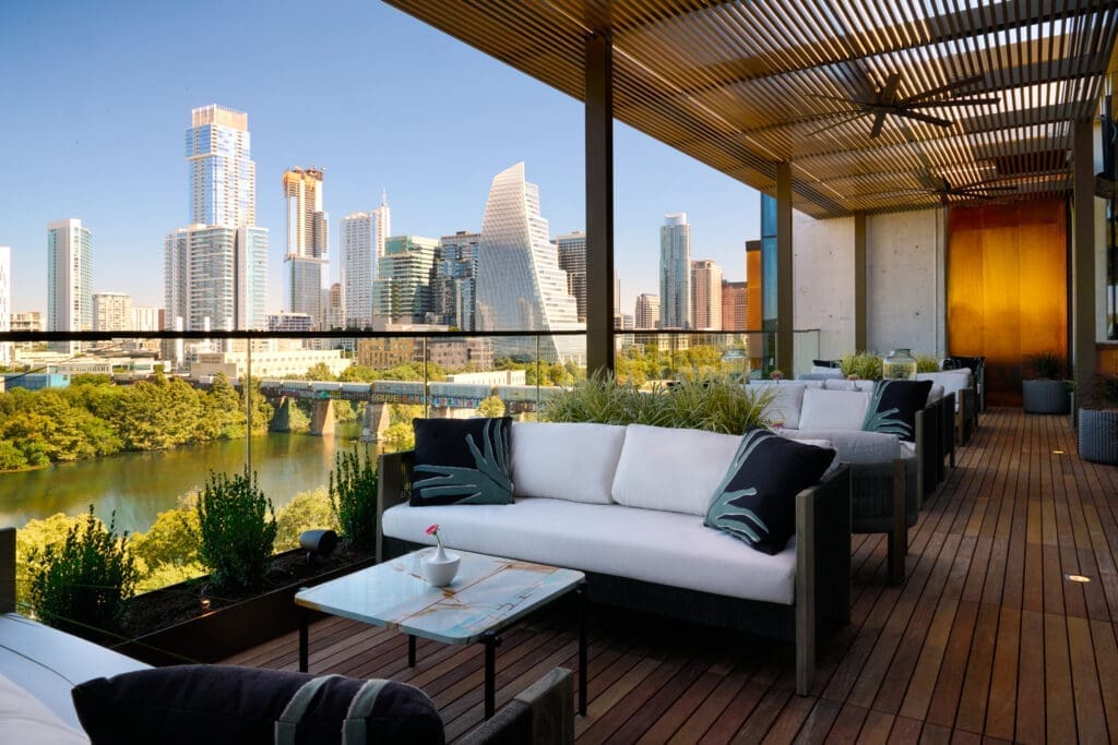 The skyline view of Austin is one of many selling points of The Loren at Lady Bird Lake. (Photo by Casey Woods)