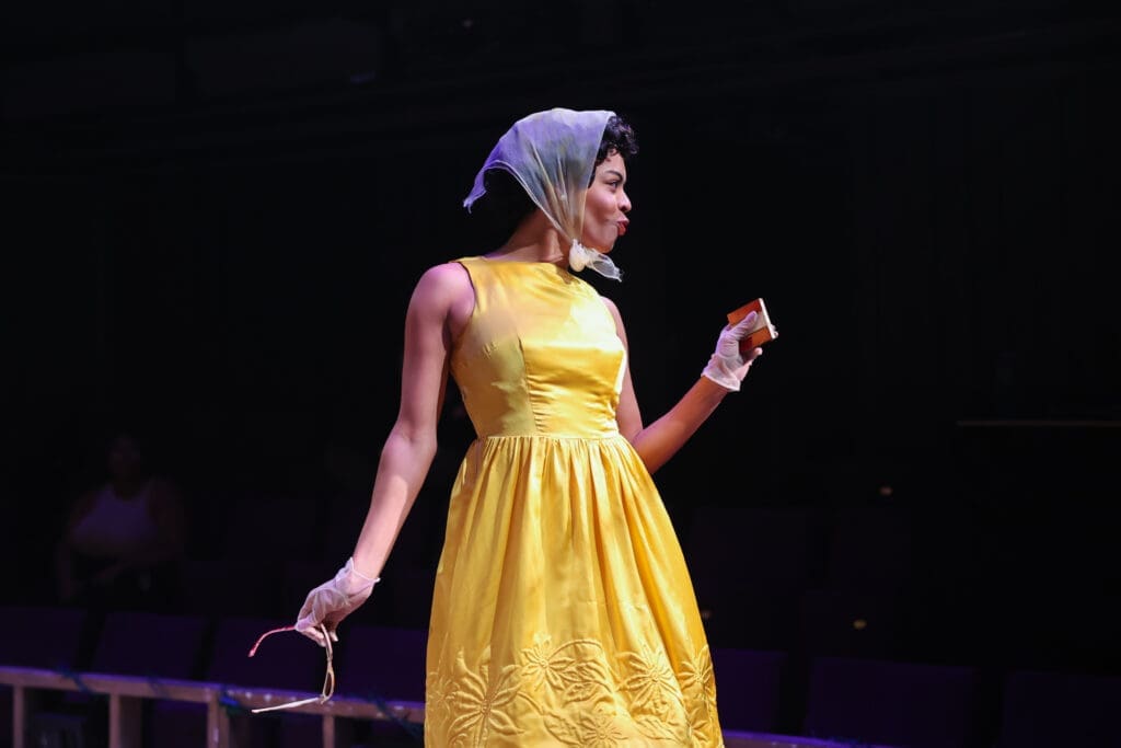 Sarah Sachi in Stages' production of "Thunder Knocking On The Door" (Photo by Melissa Taylor)